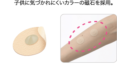 子供に気づかれにくいカラーの磁石を採用。
