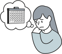 時間がかかることを憂いている女性の画像